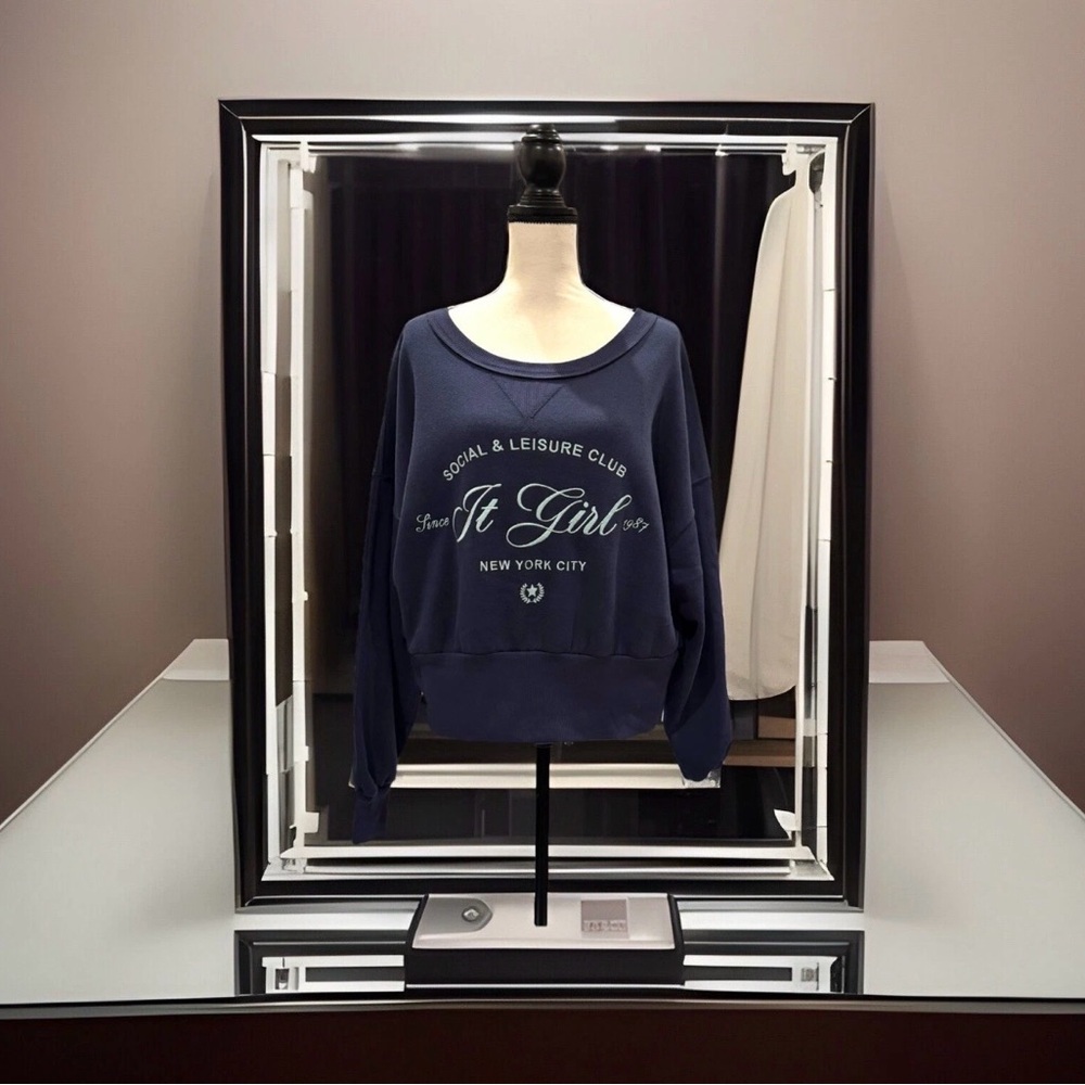 Grayson Threads Women’s It Girl NYC Sweatshirt Navy/Blue Size XL NWT!